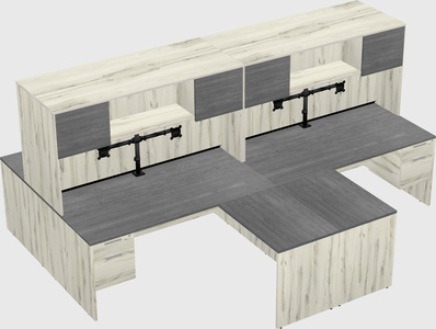 Quad l-shaped office desks