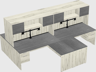 Quad l-shaped office desks