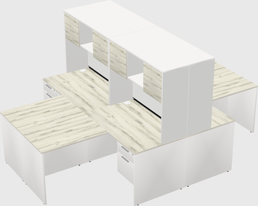 Quad l-shaped office desks