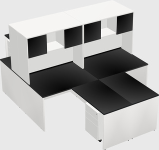 Quad l-shaped office desks