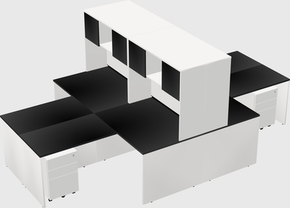 Quad l-shaped office desks