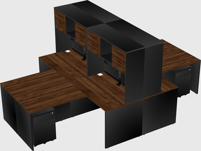 Quad l-shaped office desks