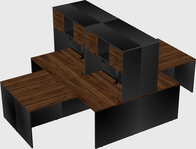 Quad l-shaped office desks