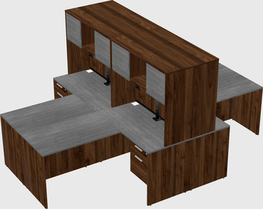 Quad l-shaped office desks