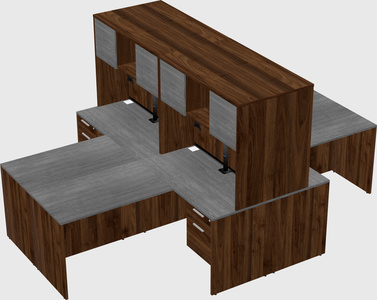 Quad l-shaped office desks