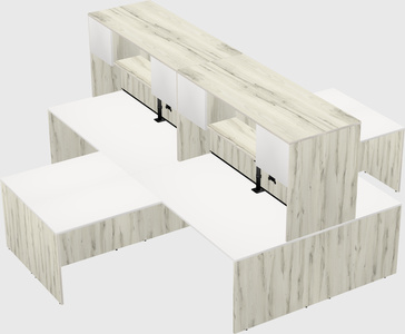 Quad l-shaped office desks