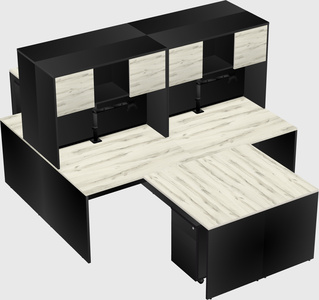 Quad l-shaped office desks