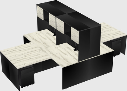 Quad l-shaped office desks