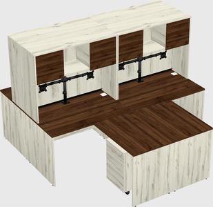 Quad l-shaped office desks