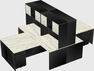 Quad l-shaped office desks