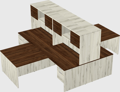 Quad l-shaped office desks