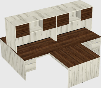 Quad l-shaped office desks