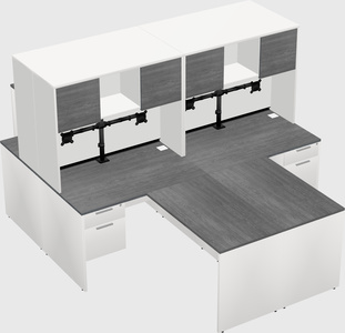 Quad l-shaped office desks