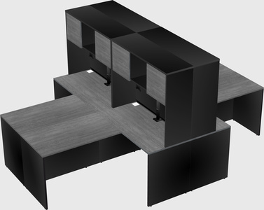 Quad l-shaped office desks