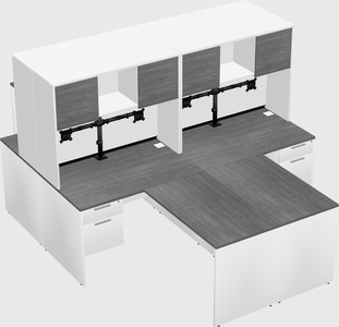 Quad l-shaped office desks