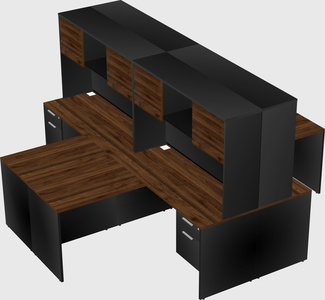 Quad l-shaped office desks