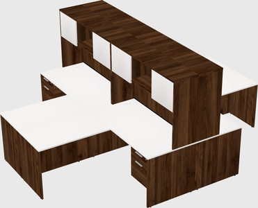 Quad l-shaped office desks