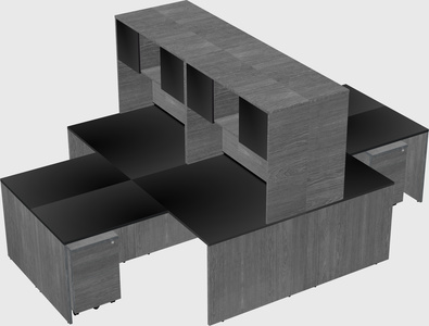 Quad l-shaped office desks