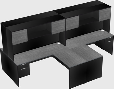 Quad l-shaped office desks