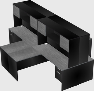 Quad l-shaped office desks