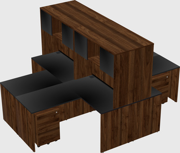 Quad l-shaped office desks