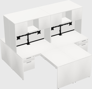 Quad l-shaped office desks