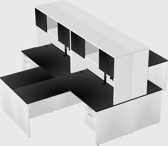 Quad l-shaped office desks