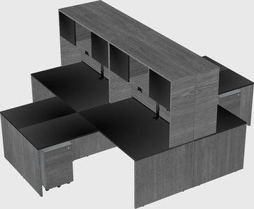 Quad l-shaped office desks
