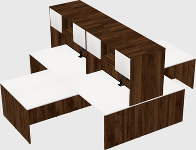 Quad l-shaped office desks