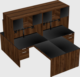 Quad l-shaped office desks