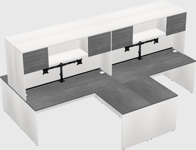 Quad l-shaped office desks