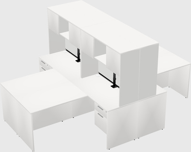 Quad l-shaped office desks