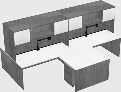 Quad l-shaped office desks