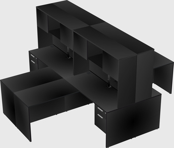 Quad l-shaped office desks