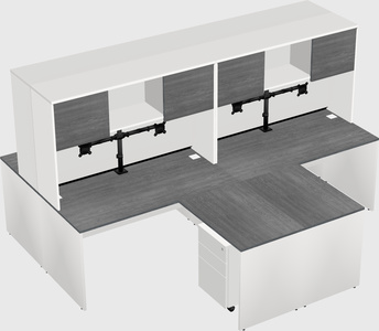 Quad l-shaped office desks
