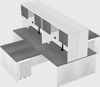 Quad l-shaped office desks