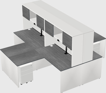 Quad l-shaped office desks