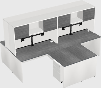 Quad l-shaped office desks