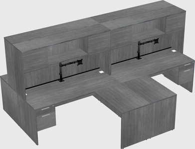 Quad l-shaped office desks