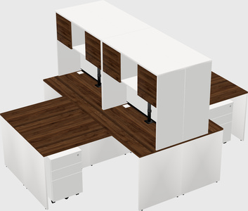 Quad l-shaped office desks