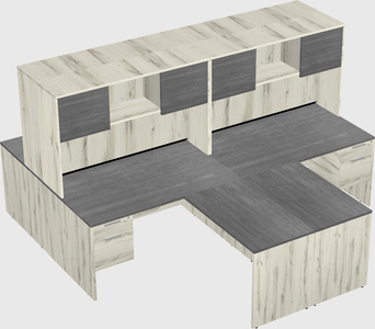 Quad l-shaped office desks