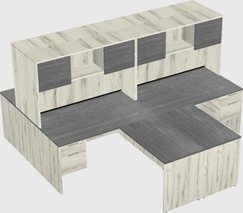 Quad l-shaped office desks