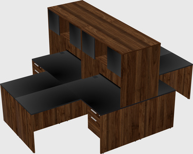 Quad l-shaped office desks