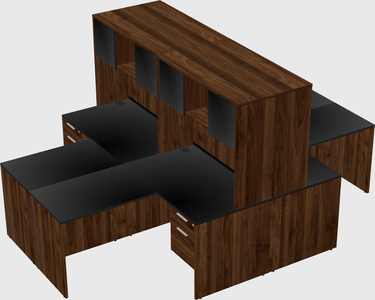 Quad l-shaped office desks