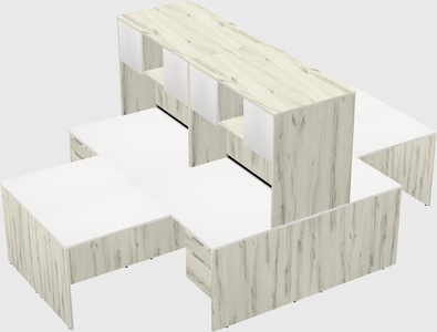 Quad l-shaped office desks