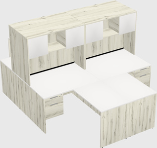 Quad l-shaped office desks