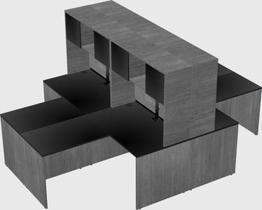 Quad l-shaped office desks