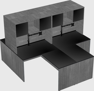 Quad l-shaped office desks