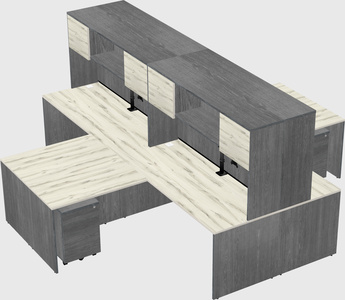 Quad l-shaped office desks