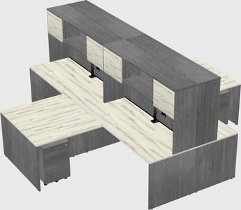 Quad l-shaped office desks